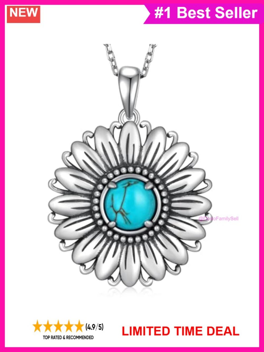 925 Sterling Silver Turquoise Pendant Necklace